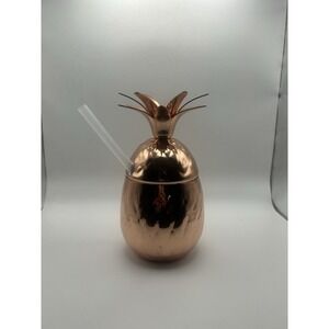 Pineapple Tumbler Cocktail Mug Copper Finish Stainless‎ Metal 17 Fl Oz